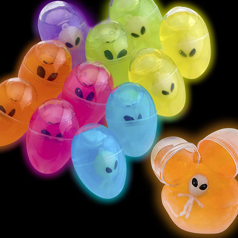 Kicko Glow in The Dark Baby Alien Putty Egg - Pack of 12 Colored, Gooey, and Squishy Putty