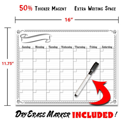 Smart Planner's Monthly Magnetic Refrigerator Calendar Dry Erase Board Monthly Planner