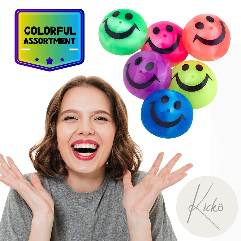 Kicko Smile Face Pop-up Popper 1.75 Inches - Pack of 12 - Marble Design Assorted Colors