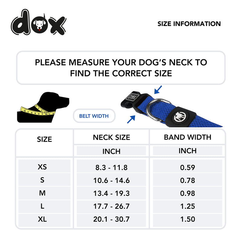 DDOXX Dog Collar Air Mesh, Adjustable, Padded | Many Colors & Sizes | for Small, Medium