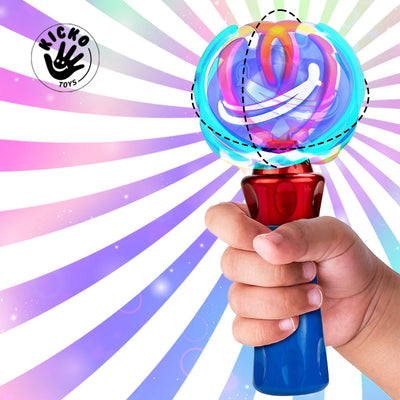 Kicko Light-Up Orbital Cyclone Spinning Wand - 1 Pack - LED Illuminated Spinny Twister