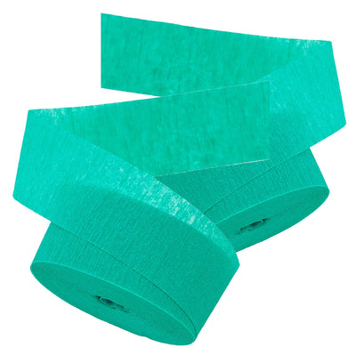 Kicko Turquoise Crepe Streamers - 2 Pack, 162 Feet x 1.75 Inches - for Kids, Party Favors