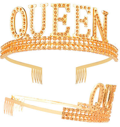 King's and Queen's Royal Crowns Gold, "Homecoming King" and"Homecoming Queen" Satin Sash