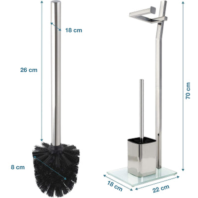 Wc Set  Shiny Chrome 22x18x70cm Toilet Paper Holder And Toilet Brush Incl