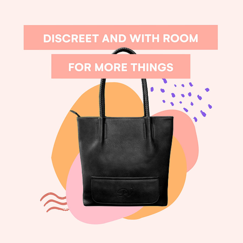 Double Pour Vegan Leather Tote Bag With Hidden Insulated Flask Compartment