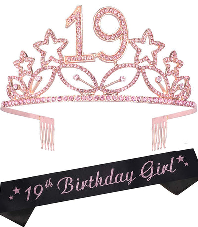 19th Birthday, 19th Birthday Gifts, 19th Birthday Sash and Crown, 19th Birthday Crown