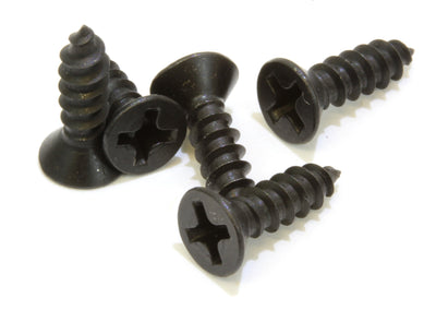 6 X 1/2'' Black Oxide Coated Stainless Flat Head Phillips Wood Screw, (25 pc), 18-8 (304