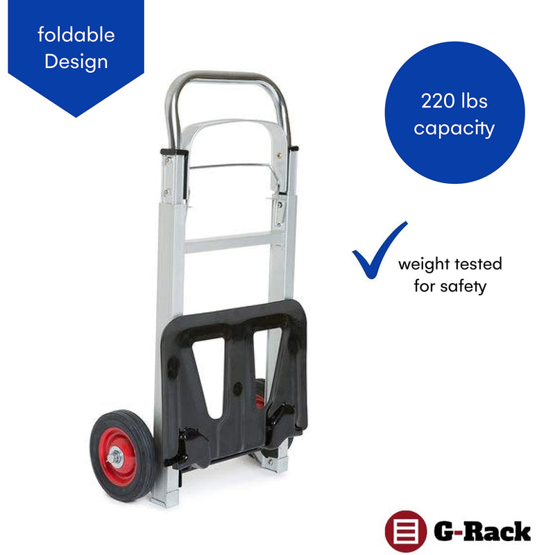 Folding Aluminium Industrial Hand Trolley - with Anti Puncture Tyres and 220LB Load