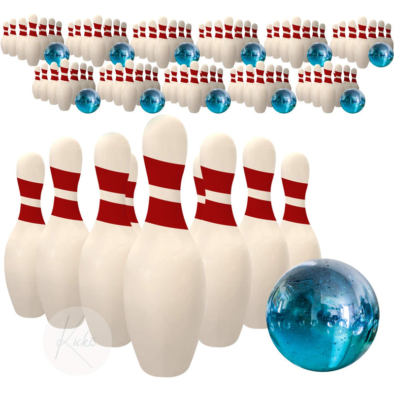 Kicko Miniature Bowling Game Set - 12 Pack 1.5 Inch Deluxe - for Kids, Playing, Party