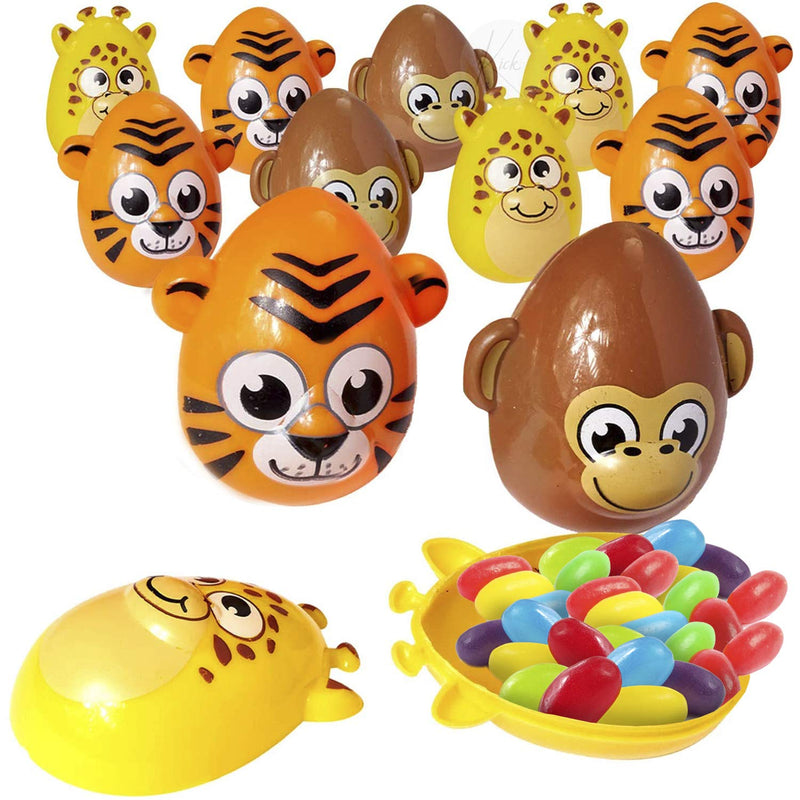 Kicko Safari Animal Easter Eggs - Pack of 12 2.5 Inch Plastic Animal-Shaped Eggs