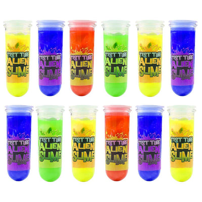 Kicko Alien Tube Slime - Pack of 12 Colored, Gooey, and Squishy Slime with Alien Inside