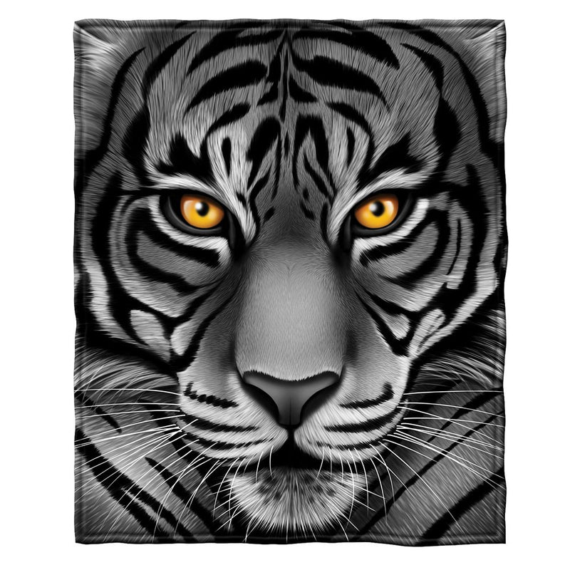 White Tiger Face Super Soft Plush Fleece Throw