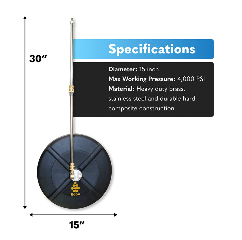 15Inch Pressure Washer Surface Cleaner - Power Washer Accessory, 2 Pressure Washer Extens