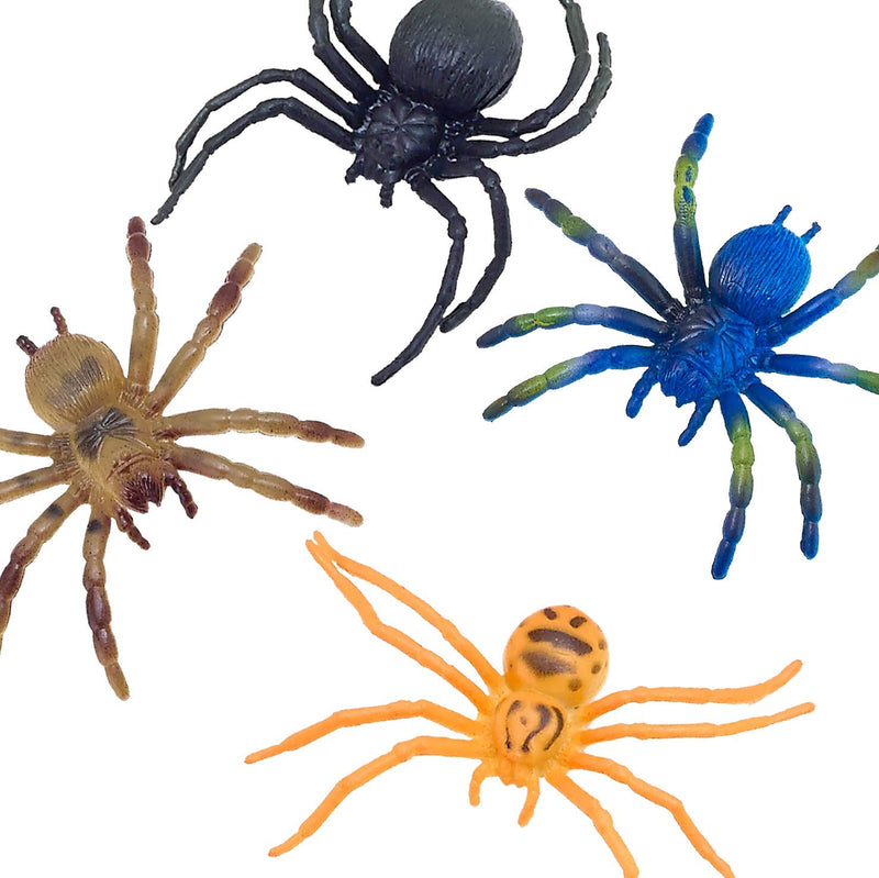 Kicko Plastic Spiders - Pack of 12 - 1.75 Inches - Assorted Colored Cool Arachnids -