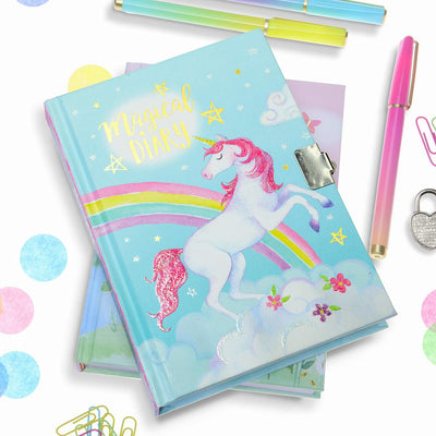 Jewelkeeper Girl's Unicorn Secret Diary with Heart Shaped Lock and Key, Private