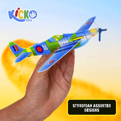 Kicko Flying Glider Plane - 48 Assorted Styrofoam Gliding Airplanes - Party Favors, Toys