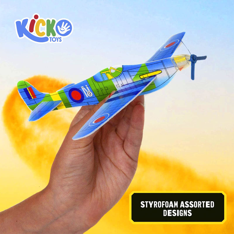 Kicko Flying Glider Plane - 48 Assorted Styrofoam Gliding Airplanes - Party Favors, Toys