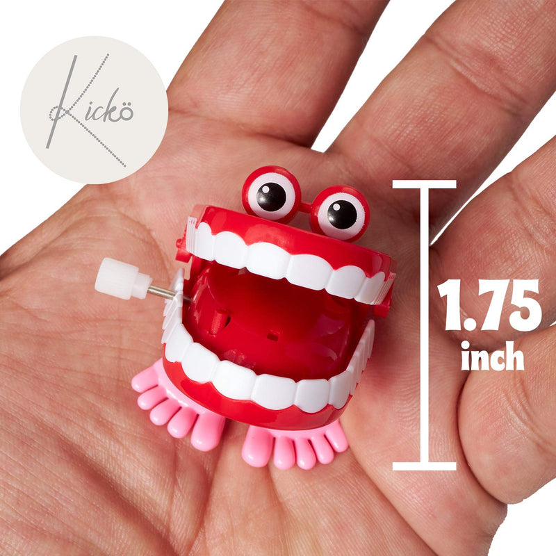 Kicko Wind-up Chatter Teeth with Eyes - Pack of 12, 1.75 Inch Chomping Funny Teeth