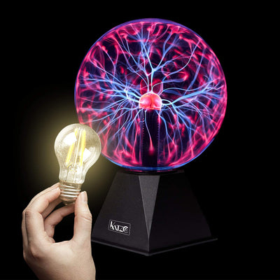 Katzco Red Plasma Ball with Scientific Lightning Charged Bulb - 2 Piece Kit - 8 Inch