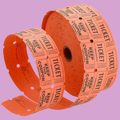 Kicko Raffle Tickets - Double Roll Tickets - Orange - Roll of 2000 Tickets - Fundraisers