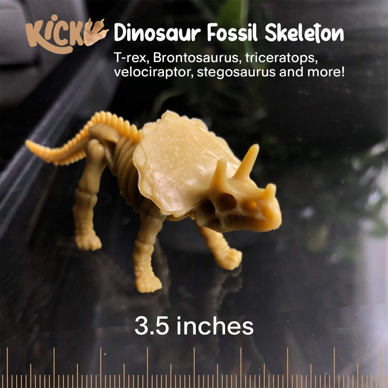 Kicko Assorted Dinosaur Fossil Skeleton - 12 Pack - 3D Toy Figures - for Pretend Play