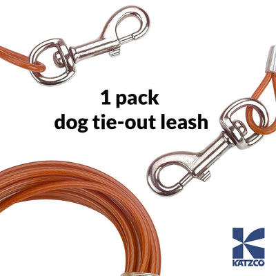 Katzco Dog Leash - Heavy-Duty Tie-Out Chain Cable - 20 Feet Long - for Dogs up to 60 lbs