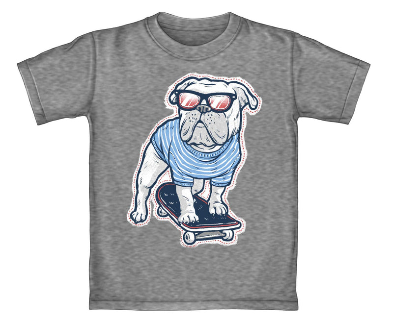 Skateboarding Bulldog Heathered Youth Tee Shirt Small 67