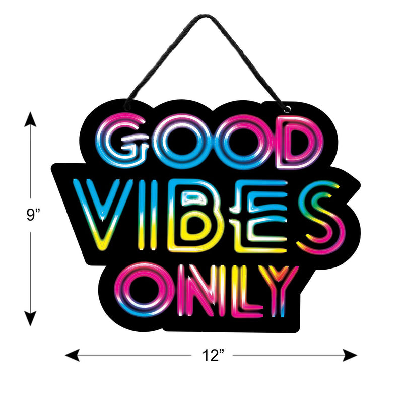 Bigtime Signs Good Vibes Only Sign - Cute Positive Hanging Decor for Home, Bedroom, Office