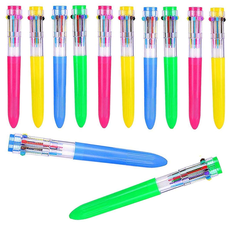 Kicko Retractable Pens - 10 Color 12 Pack Ball Point, Shuttle Pen  10 In 1 - Kids