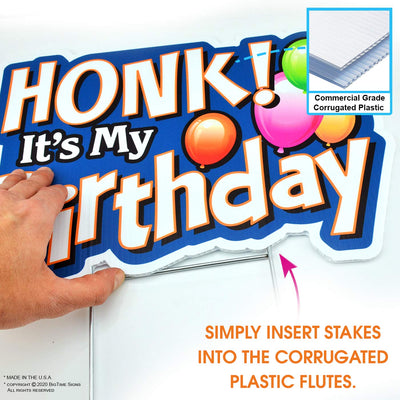 Bigtime Signs HONK! It's My Birthday Sign - 2 Pc Set (Sign/Balloons) with Metal Stakes