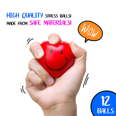 Neliblu Heart Stress Balls - Valentines Day Red Hearts 3" Smile Face Squeeze Stress