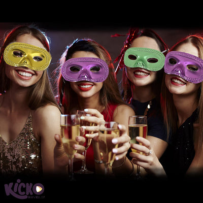 Kicko Metallic Half Mask Pack of 12 - Assorted Cool