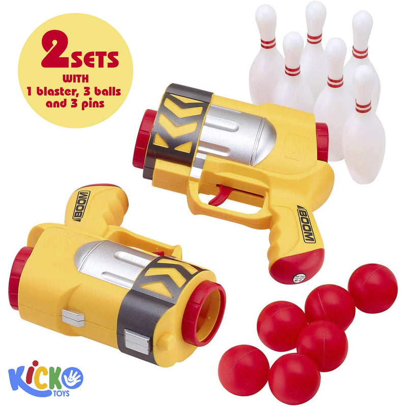 Kicko Bowling Pin Blaster Set - 2 Pack - 5 Inch - for Kids Party Favors, Birthday Parties