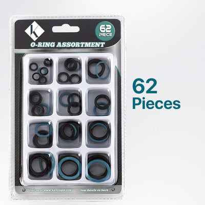 Katzco 62 Piece O-Ring Assortment Set - Heavy Duty Rubber Rings For Professional Plumbing