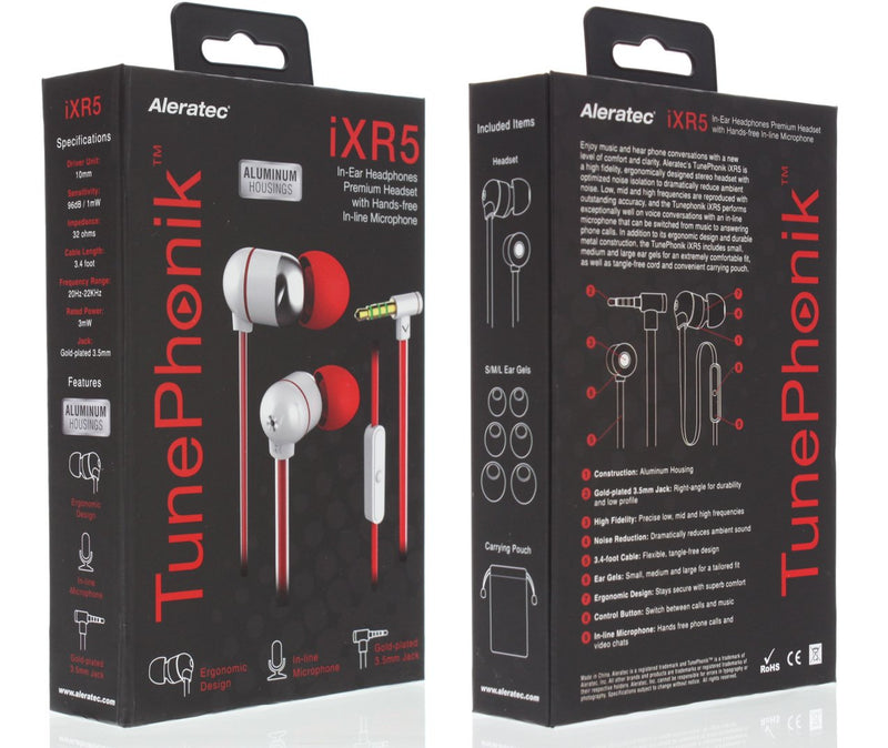 Aleratec TunePhonik iXR5 Universal 3.5mm Wired in-Ear Earbud Headphones w