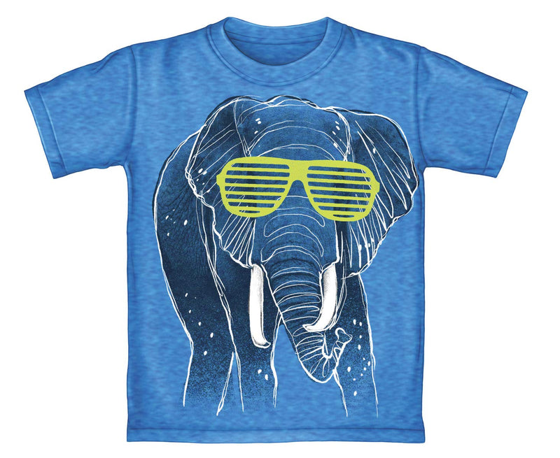 Elephant Sunglasses Youth Turquoise Tee Shirt (Large 12/14