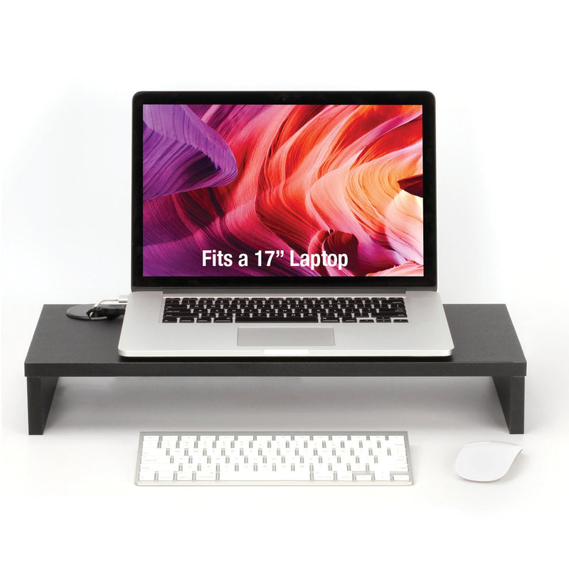 2lb Depot Black Wood Monitor Stand Riser With Cable Hole, 95" X 21" - Keyboard