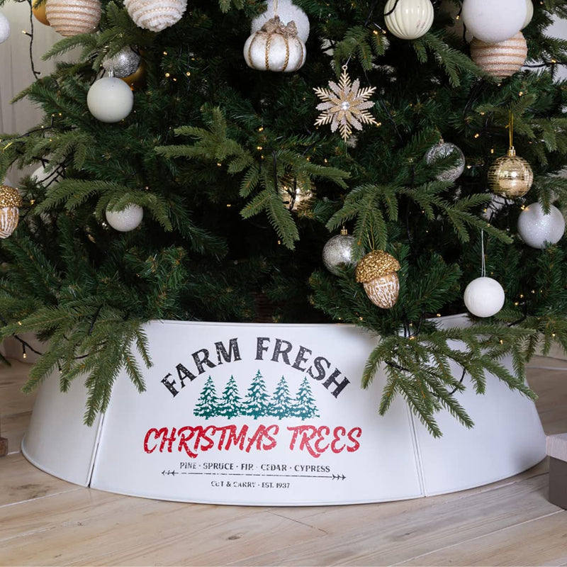 Hallops Galvanized Tree Collar - Large to Small Christmas Tree. Adjustable Metal Skirt