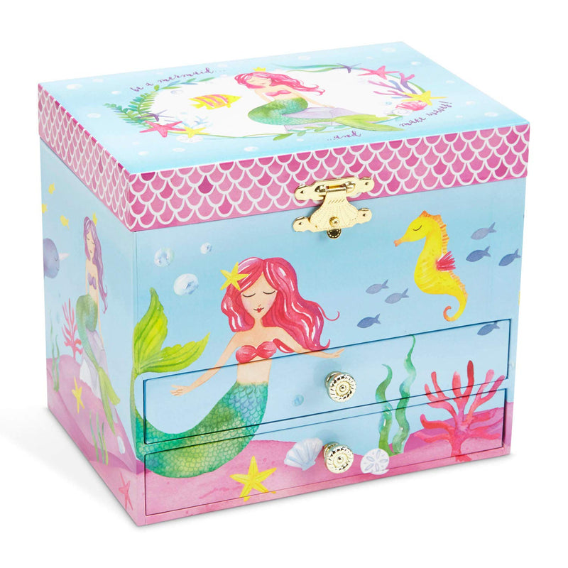 Jewelkeeper Mermaid Musical Jewelry Box, Underwater Design with Two Pullout Drawers, Over