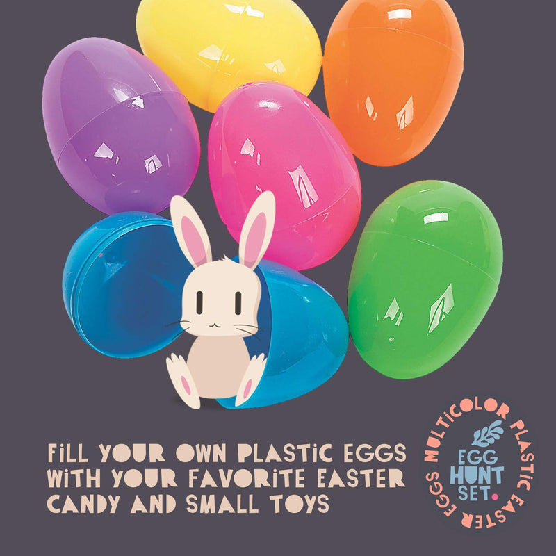 Kicko Plastic Easter Egg Hunt Set - 16 Pack Prefilled Eggs with Stickers - 4 Colors -