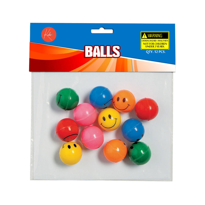 Kicko Rubber Smile Face Bouncing Balls - Pack of 24-1 Inch Assorted Colors - Mini Smiling