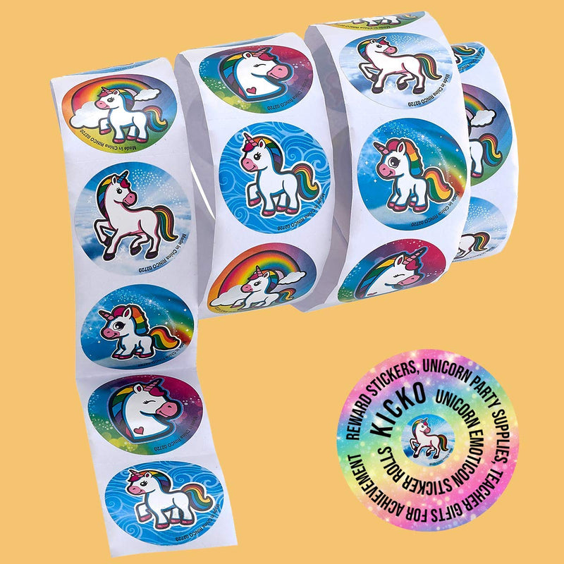 Kicko Unicorn Emoticon Sticker Rolls - 1.5 Inch Decal Stickers - 100 Pcs - Reward Stickers