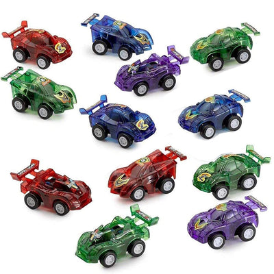 Kicko Friction Pull Back Cars - 12 Pack - 2.5 Inch Assorted Colors - Push and Go Toys