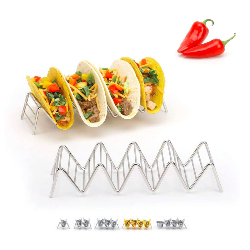 Taco Holders Set of 2 Premium Stainless Steel Stackable Stands, Each Rack Holds 4 or 5