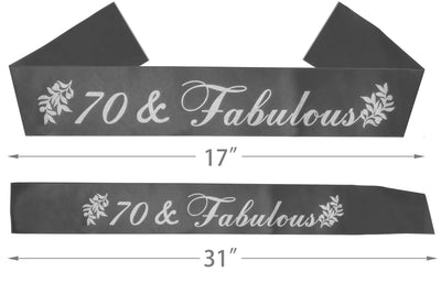 70th Birthday Gifts for Women, 70th Birthday Tiara and Sash, 70 Fabulous Sash and Crystal