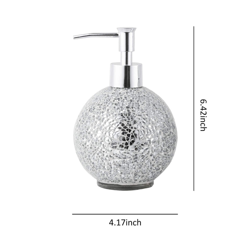 Glass Mosaic Hand Soap Dispenser-Lotion Bottle With Chrome Plated Plastic Pump-14 Ounce