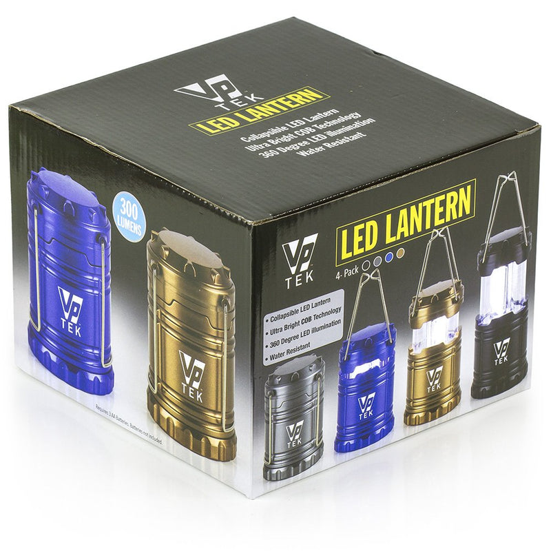 VP TEK Collapsible LED Lantern with Ultra Bright 300 Lumens COB Technology (4 Pack)