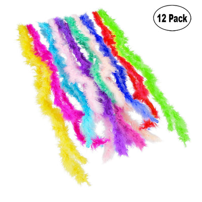 Kicko Mini Marabou Feather Boas - 12 Pack of 44 Inches - Assorted - for Halloween