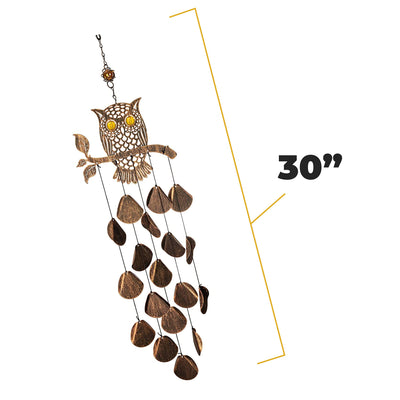 VP Home Tribal Owl Outdoor Garden Decor Wind Chime (Rustic Copper