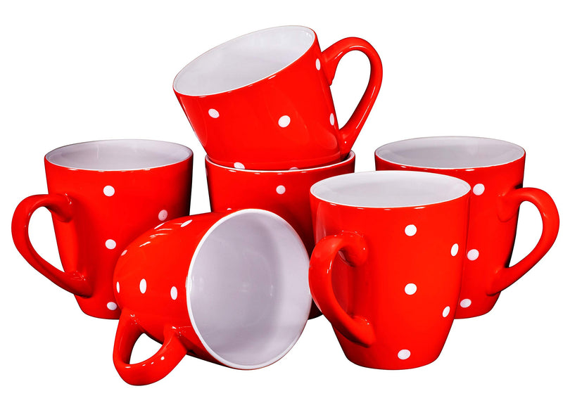 Polka Dot Coffee Mug Set Set of 6 Large-sized 16 Ounce Ceramic Coffee Mugs Restaurant